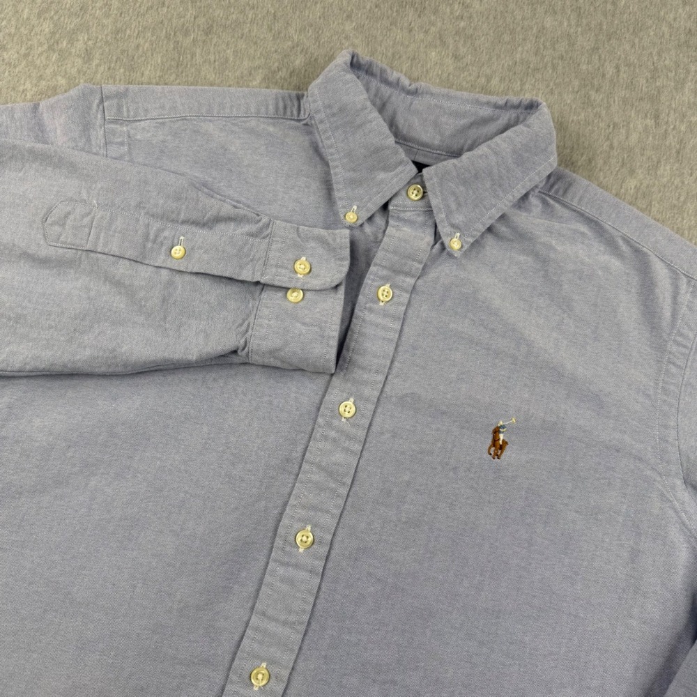 Vintage Ralph Lauren Shirt Mens 15.5 32 33 Blue Chambray Oxford 90s Button Down